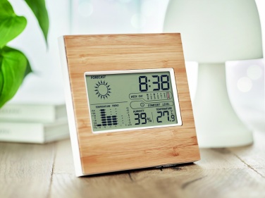 Logo trade promotional merchandise image of: Weather station bamboo front TURKU