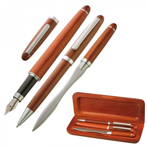 Logo trade corporate gifts image of: Rosewood writing set BANGKOK