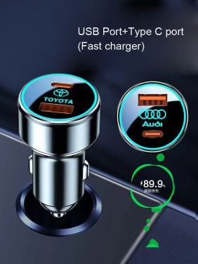 Logo trade business gift photo of: Car charger with enlighted logo for engraving