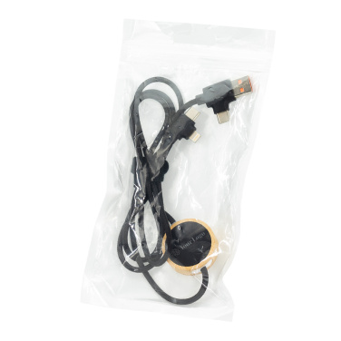 Logotrade promotional product picture of: 4in1 long wooden cable with elighted logo for engraving