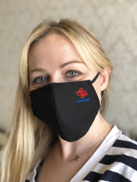 Logo trade business gift photo of: BLACK-BLACK cotton face mask 140116500