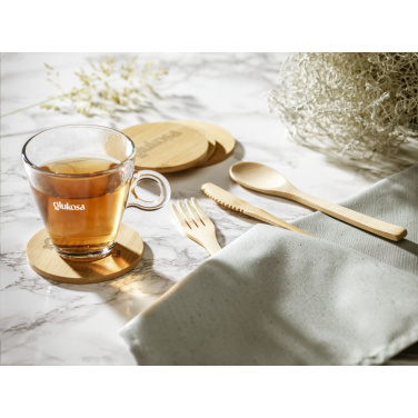 Logo trade promotional items image of: Bamboo Coaster Set