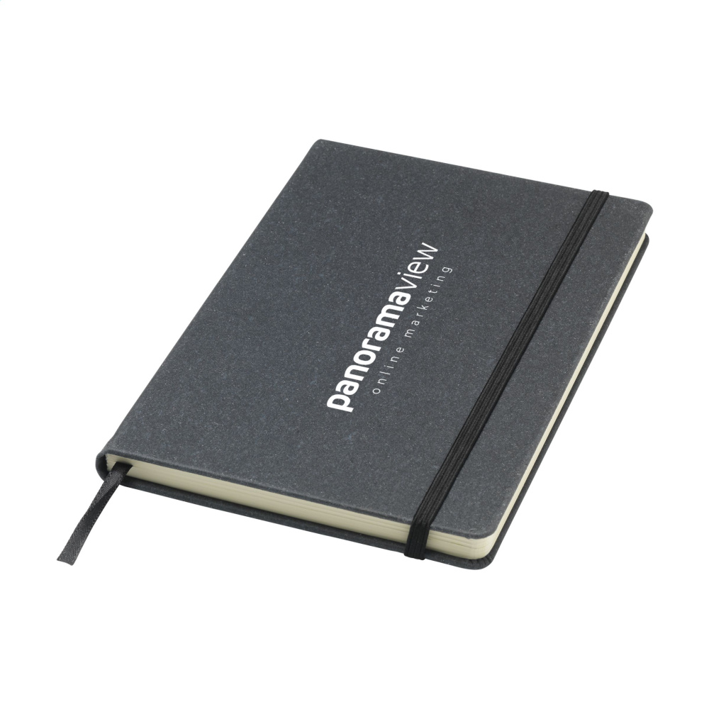 Logo trade promotional merchandise picture of: Montana Recycled Leather Paper Notebook A5