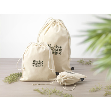 Logo trade corporate gifts picture of: Gift Pouch Natural GRS Recycled Cotton (150 g/m²) S