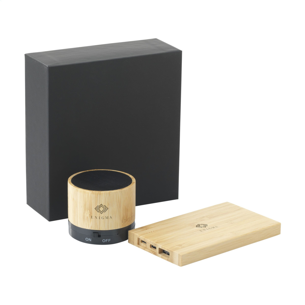 Logo trade advertising products picture of: PowerBox Bamboo gift set