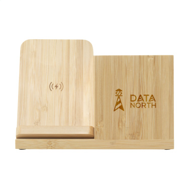 Logo trade promotional products picture of: Bamboo Boss 15W charger/pen holder