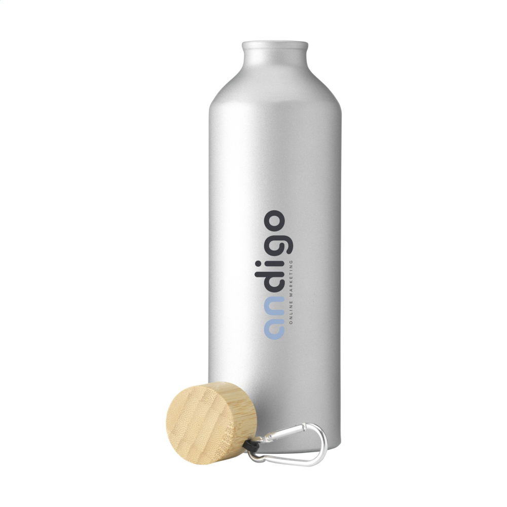 Logo trade business gifts image of: AluBamboo GRS Recycled Alu 750 ml water bottle