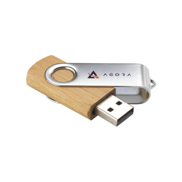Logo trade promotional item photo of: USB Twist Bamboo 16 GB