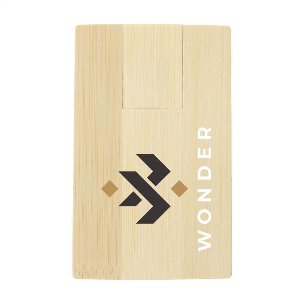 Logo trade promotional gift photo of: CreditCard USB Bamboo 16 GB