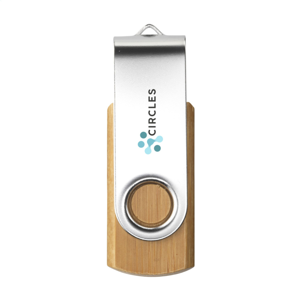 Logo trade promotional giveaways image of: USB Twist Bamboo from stock 16 GB