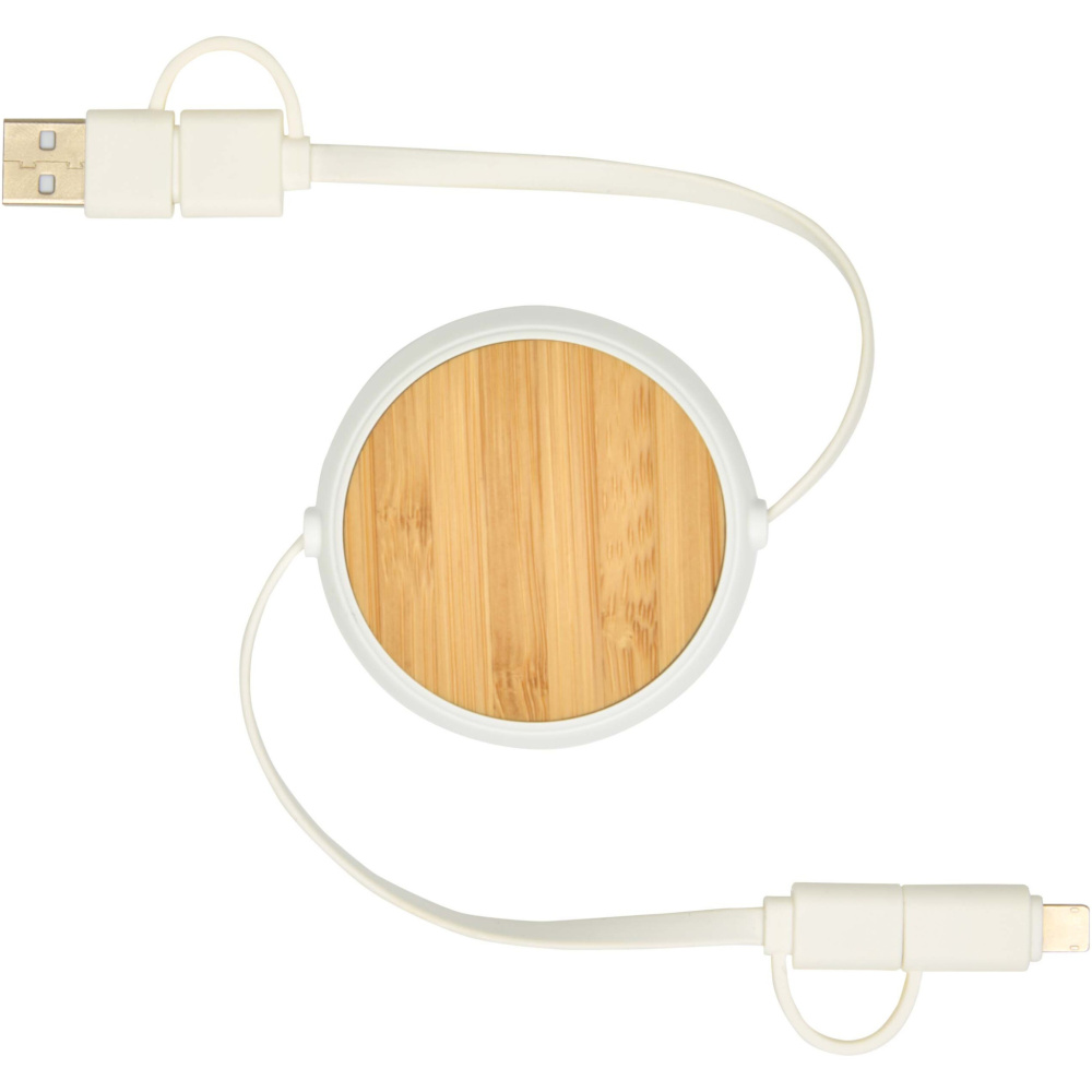 Logo trade promotional product photo of: Chechia 5-in-1 recycled plastic 100 cm retractable data sync and 45W fast charge cable