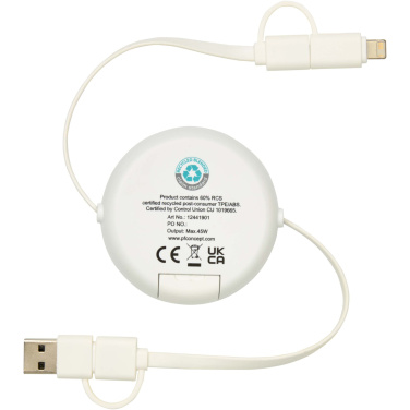 Logotrade promotional giveaways photo of: Chechia 5-in-1 recycled plastic 100 cm retractable data sync and 45W fast charge cable