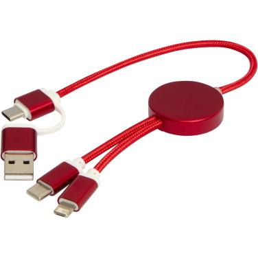 Logo trade promotional giveaways image of: Alasia 5-in-1 recycled aluminium and plastic 30 cm data sync and 27W fast charge cable