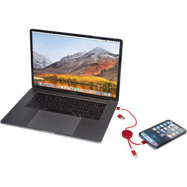 Logo trade business gifts image of: Alasia 5-in-1 recycled aluminium and plastic 30 cm data sync and 27W fast charge cable