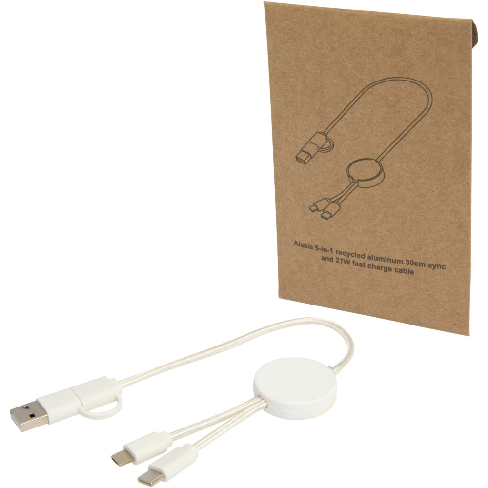 Logotrade corporate gift picture of: Citala 5-in-1 recycled plastic 30 cm data sync and 27W fast charge cable