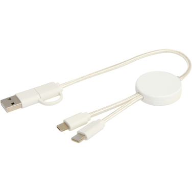 Logo trade corporate gifts picture of: Citala 5-in-1 recycled plastic 30 cm data sync and 27W fast charge cable