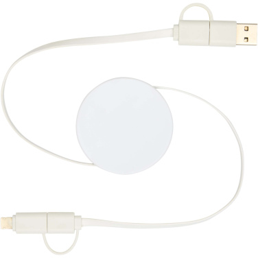 Logo trade promotional giveaway photo of: Citala 5-in-1 recycled plastic 90 cm retractable data sync and 40W fast charge cable