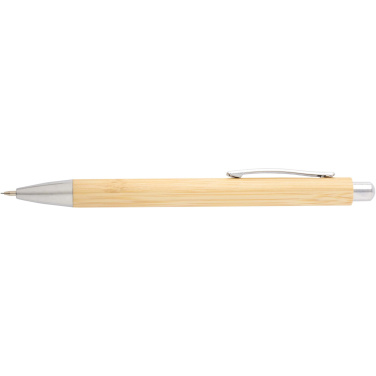 Logo trade promotional gift photo of: Oblys bamboo ballpoint pen and mechanical pencil set (black ink)