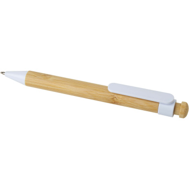 Logo trade business gifts image of: Rattan bamboo and recycled plastic ballpoint pen (black ink)