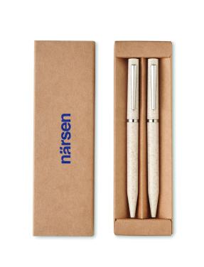 Logotrade promotional item picture of: Wheat straw/ABS twist pen set