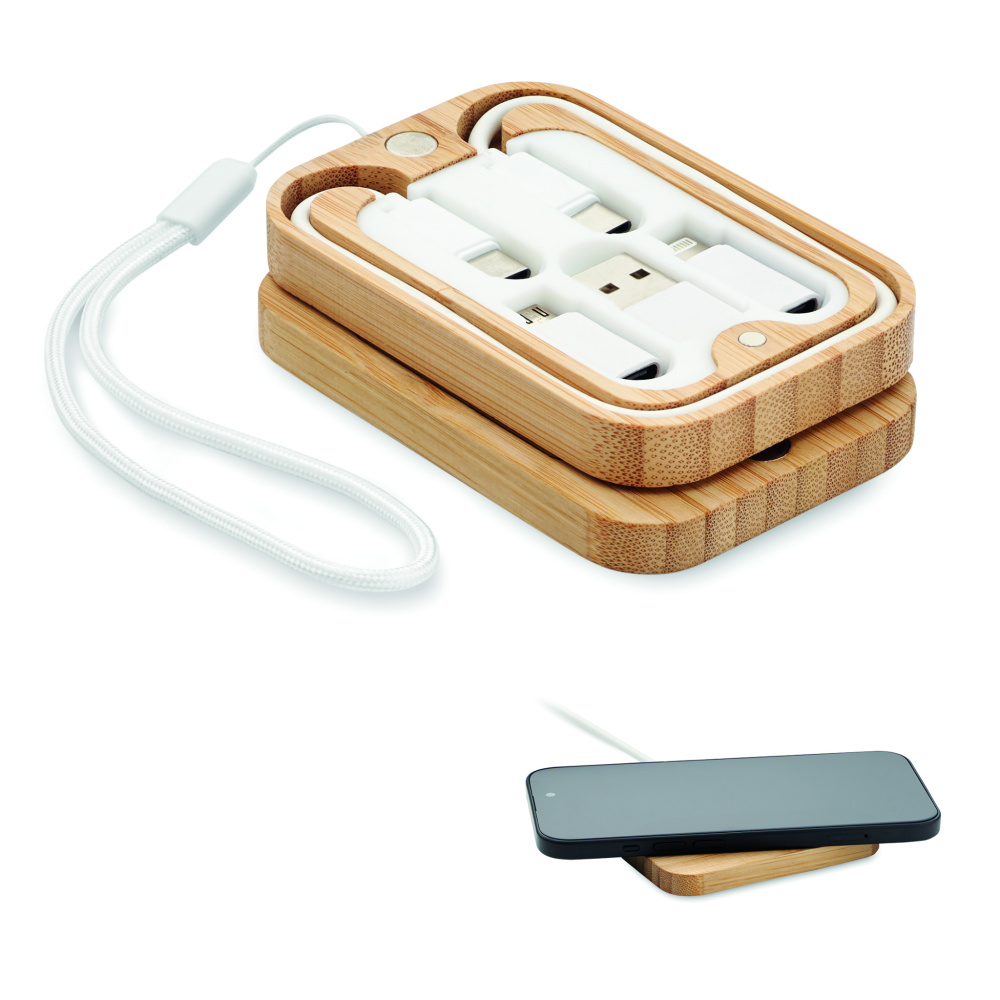 Logo trade promotional giveaways image of: 15W wireless charger in bamboo