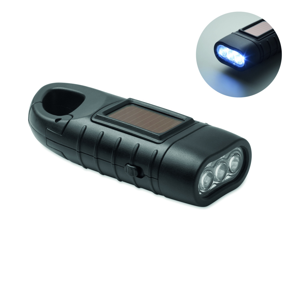 Logotrade advertising product image of: Solar torch with dynamo crank