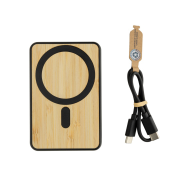 Logo trade advertising products picture of: Zen RCS rplastic 5000 mah 5W magnetic bamboo powerbank