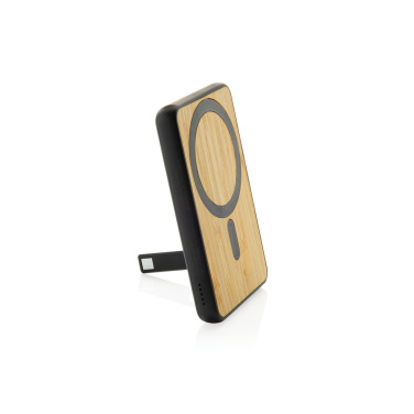 Logo trade promotional merchandise image of: Zen RCS rplastic 5000 mah 5W magnetic bamboo powerbank