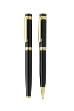 Logo trade corporate gifts image of: Swiss Peak Luca RCS recycled brass deluxe pen set