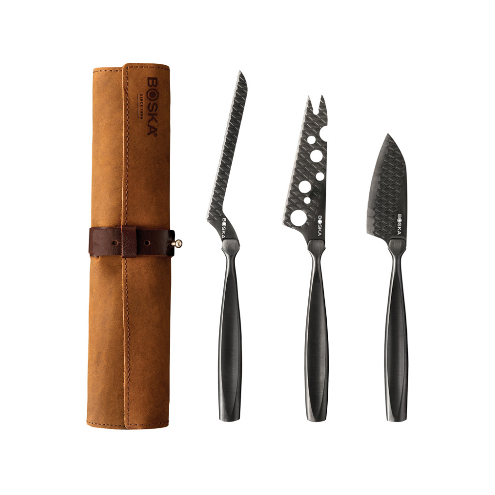 Logo trade promotional merchandise image of: BOSKA Cheese Knife Set Monaco+ Black