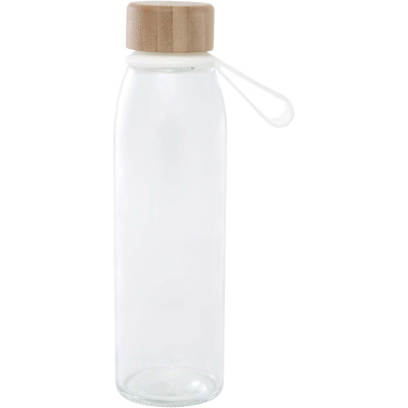 Logo trade promotional giveaway photo of: Porto 500 ml glass water bottle with silicone handle and bamboo lid