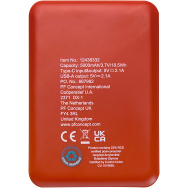 Logotrade business gift image of: Asama 5000 mAh Type-C recycled plastic power bank