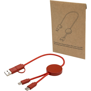 Logotrade promotional giveaway image of: Citala 5-in-1 recycled plastic 30 cm data sync and 27W fast charge cable