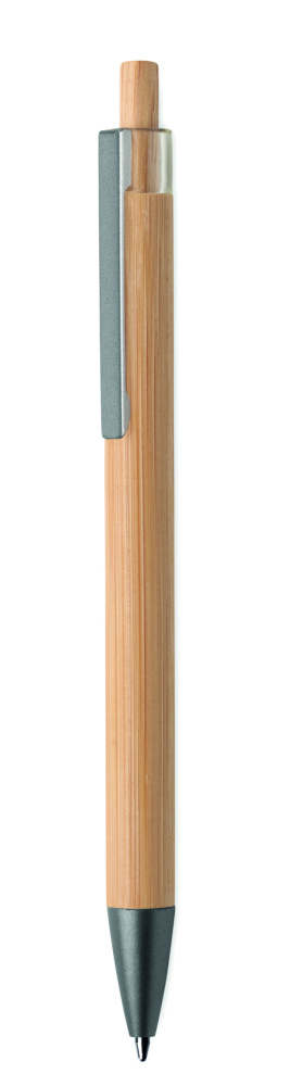 Logo trade business gifts image of: Push button bamboo pen