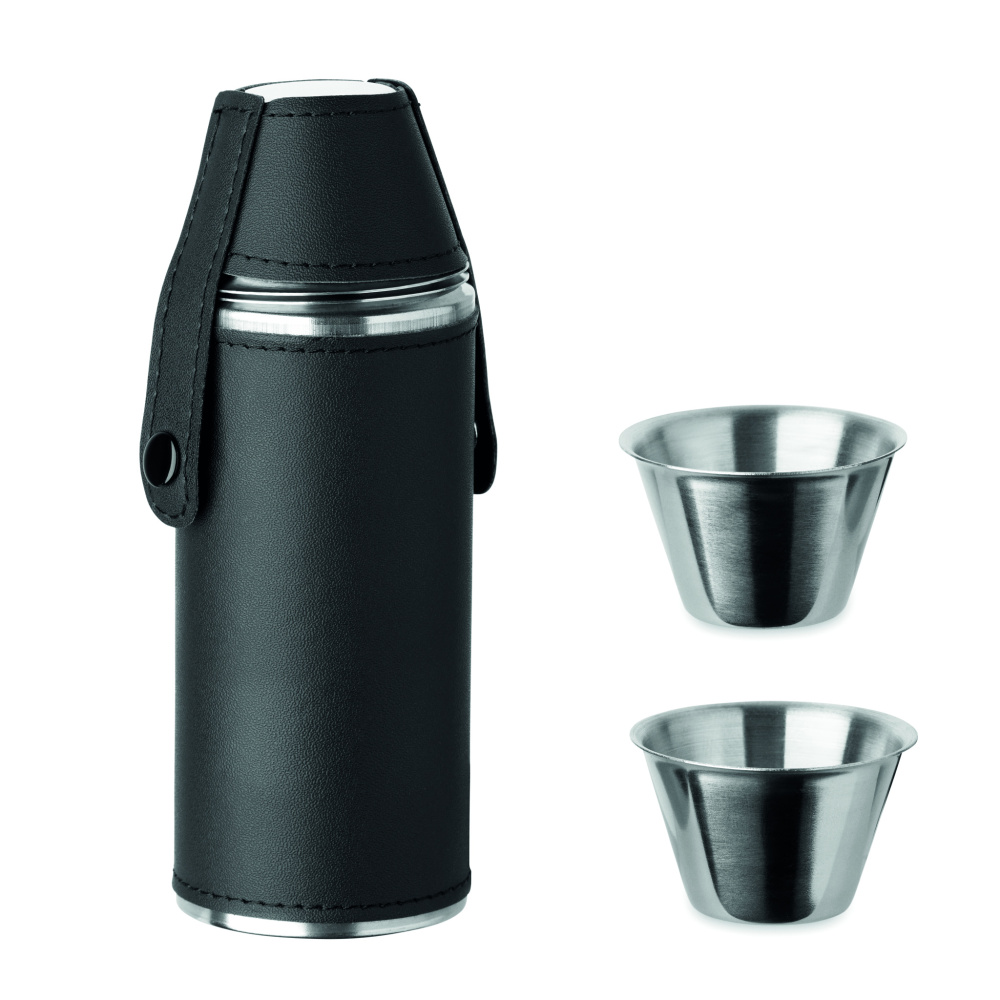 Logo trade advertising products image of: Hip flask with shot cups