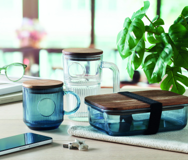 Logo trade promotional items image of: Ribbed glass mug 300ml
