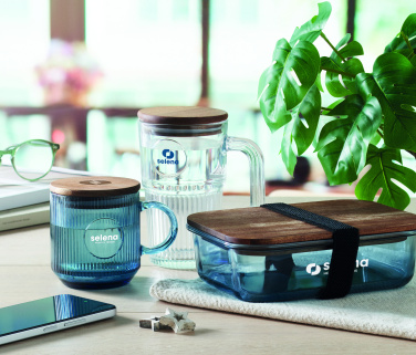 Logo trade advertising product photo of: Ribbed glass mug 300ml