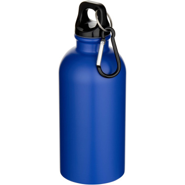Logo trade promotional item photo of: Oregon 400 ml matte RCS recycled single wall stainless steel water bottle with carabiner