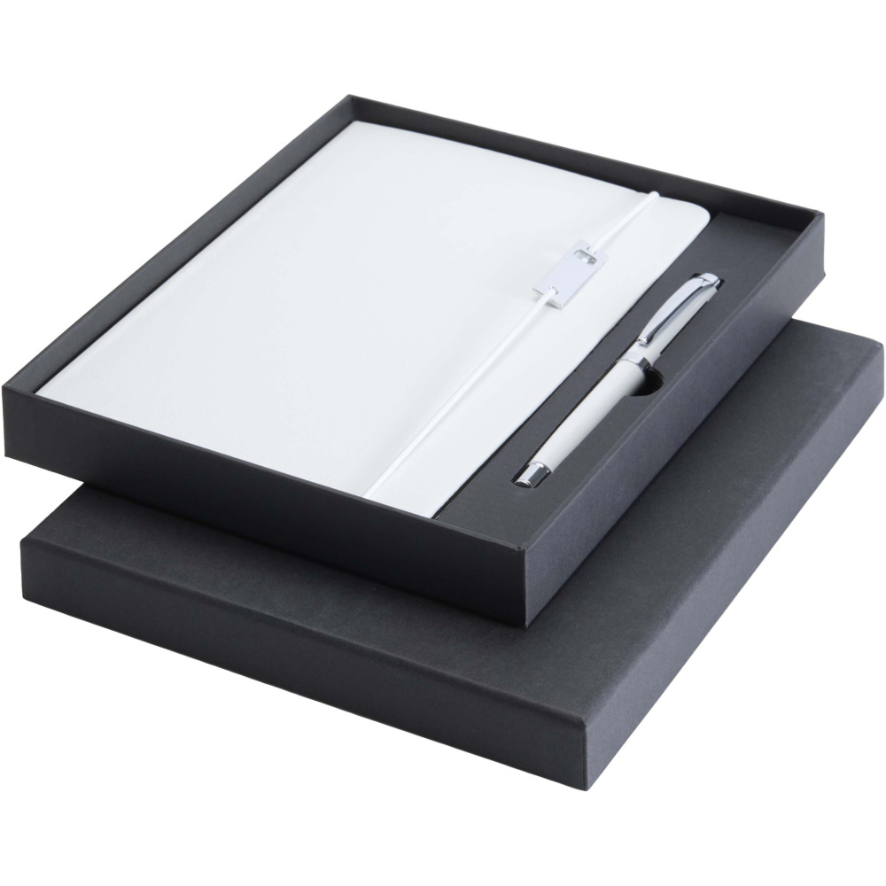 Logo trade promotional products image of: Legato Elegance A5 hard cover notebook and rollerball pen set