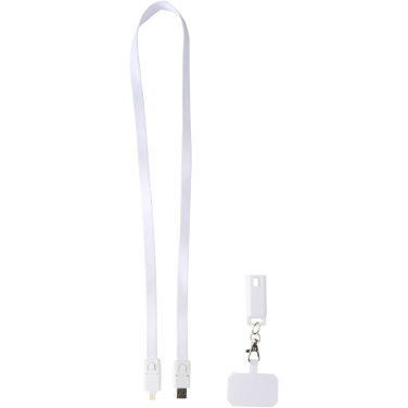 Logotrade corporate gifts photo of: Franz recycled plastic smartphone lanyard with built-in data sync and 65W fast charge 5-in-1 cable