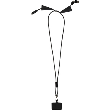 Logo trade promotional items picture of: Funi recycled plastic smartphone lanyard with built-in data sync and 100W fast charge 5-in-1 cable