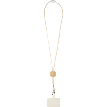 Logo trade corporate gifts picture of: Adhab smartphone lanyard with bamboo details