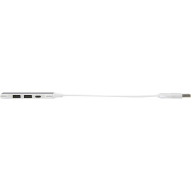 Logo trade corporate gift photo of: Alkaid 4-port recycled aluminium USB-A and Type-C hub with dual input