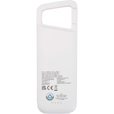 Logotrade promotional product image of: Alkes 5000 mAh 12W recycled plastic water resistant power bank with carabiner
