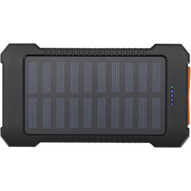 Logo trade promotional merchandise image of: Altair 5000 mAh 10W recycled plastic rugged solar power bank with built-in torch