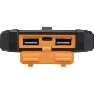 Logotrade promotional gift image of: Altair 5000 mAh 10W recycled plastic rugged solar power bank with built-in torch