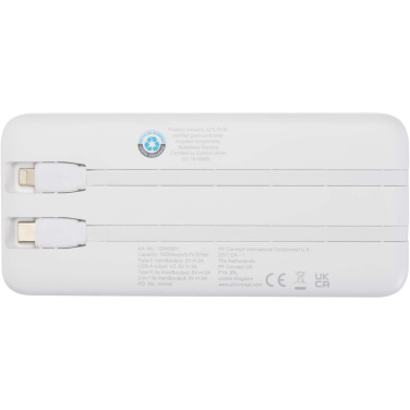 Logo trade promotional item photo of: Adhil 10.000 mAh 10W recycled plastic power bank with 2 built-in cables