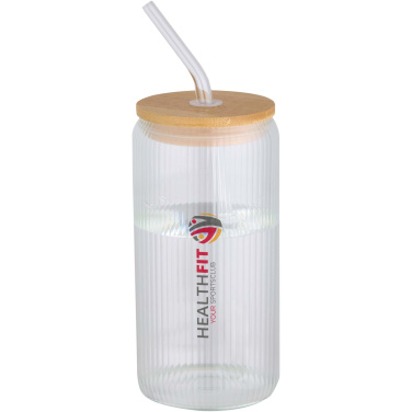 Logotrade advertising product image of: Mirage 500 ml single-walled borosilicate glass jar with bamboo lid