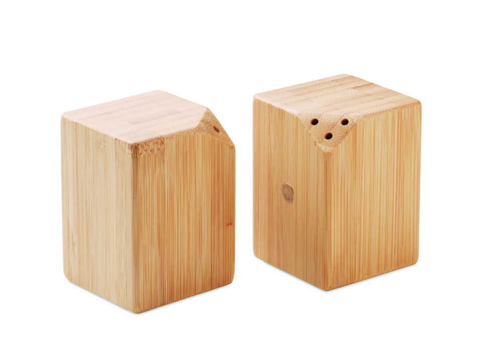 Logo trade promotional giveaway photo of: Bamboo salt & pepper set