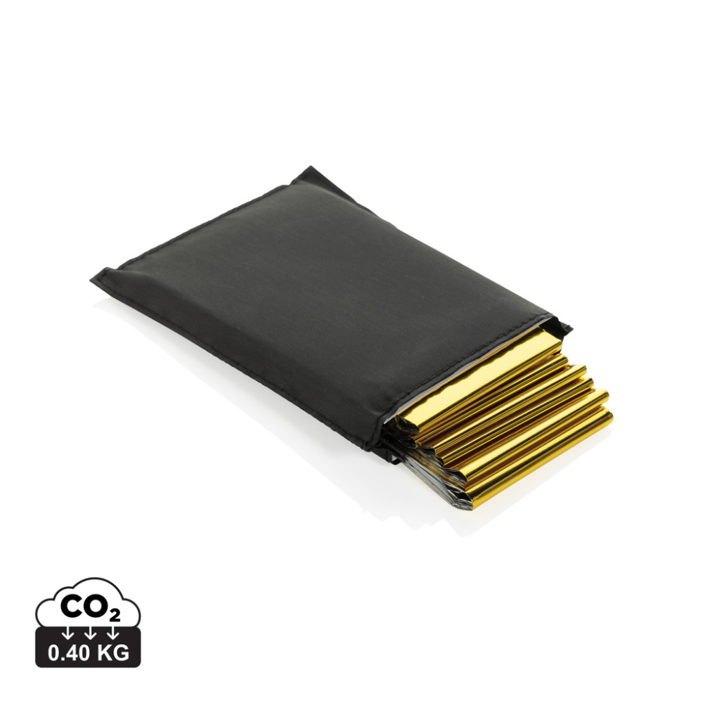 Logotrade corporate gift picture of: Solra emergency blanket in RCS recycled RPET pouch